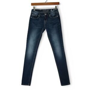 Miss Me Jegging Jeans Womens 26x30 JE1051GR Skinny Bling Rhinestone Embroidered